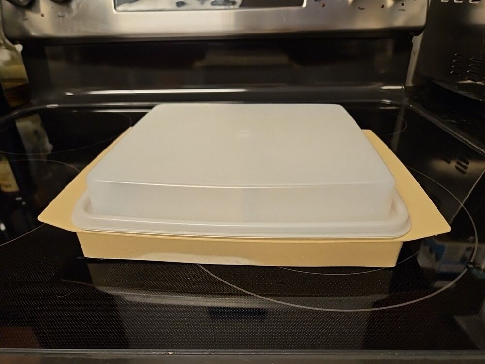 Vintage Harvest Gold Tupperware Deviled Egg Keeper Carrier & Lid Only No Trays